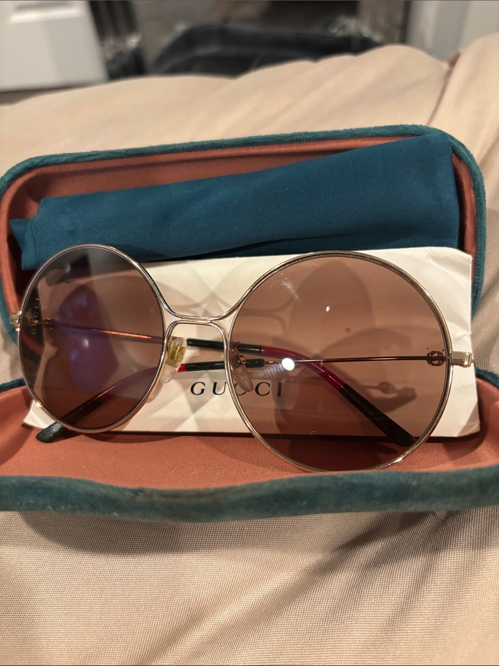 Gucci Gold Frame Sunglasses with Brown Lenses